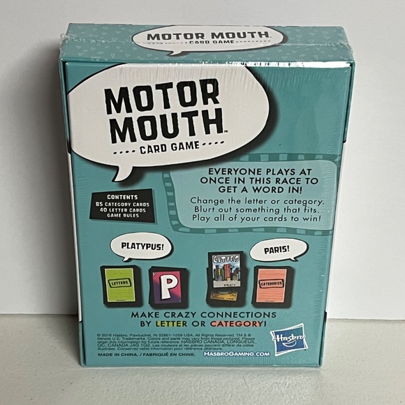 Hasbro Motor Mouth Blurt Out Stuff Fast Until You’re Out Of Cards Card Game New - Picture 2 of 7